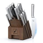 imarku Knife Set,imarku 16-Piece Premium Knife Sets for Kitchen with Block,Japanese Stainless Steel Kitchen Knife Set,Knife Block Set with Kitchen Sharpener,Dishwasher Safe(Brown)