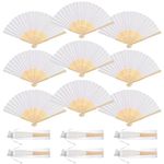 CNSJ 36 Wedding Fans Paper Handheld Folding Fan with Organza Bags, Bamboo Folding Hand Held Fan for Wedding Favors Birthday Party DIY Home Wall Decoration