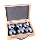 Engelhart - 6 metal boules set 720gr in sturdy wooden case - 010205