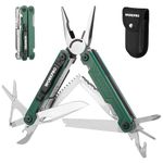 WORKPRO 18 in 1 Multi Tool Pliers with Sheath-Green, Stainless Steel Multi Tool with Carry Bag, Saws, Wood,Metal Files, Multi Pliers,Multi Screwdrivers, Belt Clip for Camping Maintenance