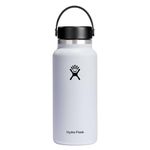 Hydro Flask Water Bottle - Stainless Steel & Vacuum Insulated - Wide Mouth with Leak Proof Flex Cap - 32 oz, White