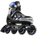 Hikole Adjustable Inline Skates for Adults and Teenagers, Safe Outdoor Roller Skates for Women Men Girls Boys (Blue Black, L (37-40))