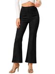 Allegra K Women's Casual High Waist Flared Hidden Side Zipper Solid Knitted Long Pants Black X-Small