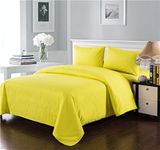 Tache 3 Piece Cotton Solid Neon Yellow Duvet Cover Set, Queen