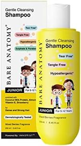 Bare Anatomy Junior Gentle Cleansing Shampoo For Kids from 5-12 Years | Tear-Free & Hypoallergenic pH 5.5 | Coconut Milk Protein| Almond Oil| Vitamin E & Strawberry | SLS & Paraben Free 8.8 Floz