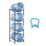 VEVOR 4 Tiers Water Jug Holder, 5 Gallon Water Bottle Holder, Single Row Water Bottle Rack for 4 Bottles, Heavy Duty Water Jug Rack for Kitchen, Office, Living Room, Black