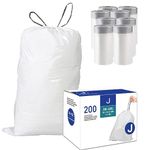 Code J (200 Count) 10-10.5 Gallon Heavy Duty Drawstring Plastic Trash Bags Compatible with Code J | 1.2 Mil | White | 10-10.5 Gallon/38-40 Liter.