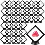 FairySandy 60 Pcs 3D Floating Display Case, 3.5" Transparent PET Film Jewelry Storage Box Coins Display Frame for Antique Challenge Coins, Medallion, Jewelry, Shells, Gems, Rocks, Pins (Black)