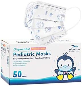 Albatross Health New England 50 Pack Disposable Kids Face Mask. Breathable 3-Ply Anti-Dust/Saliva/Smog For Children Boys and Girls… (Blue)