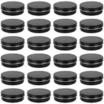 Metal Round Tins, 24pcs Aluminum Empty Candle Tins,Aluminum Tin Cans Containers Metal Round Balm Tins Aluminum Cans Empty Containers Round Metal Tins with Screw Lid for Candles,Storage2oz/60ml,Black