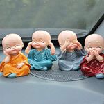 Leoie Resin Monks Buddha Figurine, 6 X 4 Cm, - Multicolour, 4 Pieces