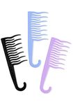 XO Curls Shower detangling hair comb, Wide tooth comb, Comb with hook for easy hanging in shower, Gentle on Scalp, Hair comb for with curly & wavy hair (lav blue black)