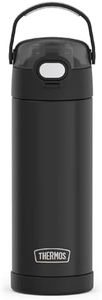 THERMOS FUNTAINER 16 Ounce Stainless Steel Vacuum Insulated Bottle with Wide Spout Lid, Black Matte