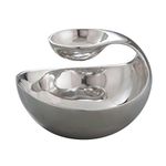 nambe Scoop Server | Two-Tiered Chip and Dip Bowl | Cold & Hot Appetizer Serving Bowl | Made of Metal Alloy | 11 x 8 Inch | Designed by Wei Young (Silver)