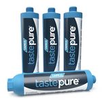 Camco 40042 TastePURE Inline RV Water Filter Greatly Reduces Bad Taste, Odors, Chlorine and Sediment in Drinking Water 4-Pack, Blue