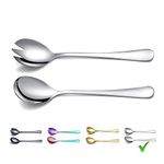 Berglander Salad Server Set, Stainless Steel Salad Serving Set, Salad Servers, Salad Spoon, Salad Fork, Pack of 2 (Shiny Silver)