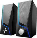 Nylavee Computer Speakers,Pc Speakers With 6 Lighting Modes,Usb Powered Computer Speakers For Desktop Monitor With 2 Bass-Boost Ports,2 Speaker Units,And 3.5Mm Aux-In Cable For Pc,Laptop,Tablet,Phone