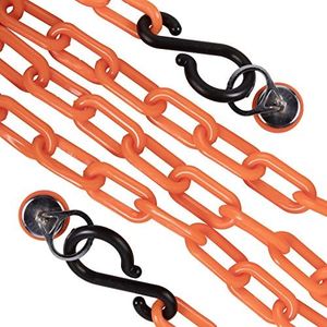 US Weight Loading Dock Plastic Chain Kit Includes Magnetic Wall Rings, 10FT of Orange Chain and S-Hooks