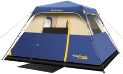 FanttikOutdoor Zeta C4 Pro Camping Tent 4 Person Instant Cabin Tent Setup in 60 Seconds with Rainfly & Windproof Portable with Carry Bag for Family Camping & Hiking, Upgraded Ventilation, Navy Blue