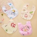 NEPEE Premium 4-Pack Waterproof Baby Bibs – Soft Adjustable Snap Bibs for Infants & Toddlers Cute Cartoon Designs Easy-Clean Durable & Comfortable for Feeding and Drooling