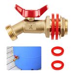 MinimproverBrass Water Ball Valve with Bulkhead Fitting Adapter,3/4"Male G Threaded to 3/4" Male GHT Outlet,Rain Barrel Inlet Outlet Quarter Turn Spigot