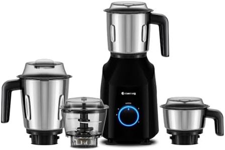 Atomberg Yulia 750 Watt Mixer Grinder | 4 Multipurpose Jars including Chopper Jar | Coarse Mode for Silbatta-like Textures | Powerful Intelligent Motor | Advanced Safety Features | Gloss Black