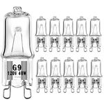 EKSAVE G9 Halogen Light Bulb G9 T4 40W JCD Bi-Pin 480LM for Chandeliers, Pendants, Cabinet Lights, Landscape Lights, Desk and Floor Lamps, Wall Sconces,120V Dimmable, 2700K Warm White (10 Pack)