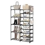 WOWLIVE 9 Tiers Shoe Rack Shoe Storage Shoe Organizer 30-35 Pairs Shoe Tower Unit Shelf Durable Metal Pipes with Plastic Connectors Stackable Shoe Rack(SSS2B9)