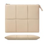 MoKo 12.9 Inch Tablet Sleeve Case, Puffy Tablet Bag Fit with iPad Pro 6th/5th/4th 12.9 inch, Surface Pro 9/8 13", New Galaxy Tab S9+/S8+ 12.4, Built-in Elastic Band, PU Leather Carrying Case, Sand