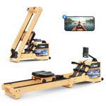 MERACH Water Rowing Machines for Home, Folding Rowing Machine with 350 lbs Load Capacity, Special Monitor and Comfortable Seat R23 (Natural Wood Color)