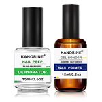 Kanorine Nail Primer & Nail Prep Dehydrate Set Gel Nail Polish Bonding Helper Dehydrator & Bond Primer, Nail Protein Bond, Superior Bonding Primer for Acrylic Powder 2X15ml/0.5oz