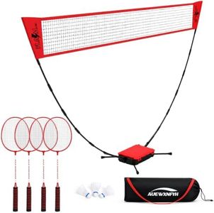 AUEWXNFYH Badminton Set with Net, 4 Rackets & 3 Shuttlecocks