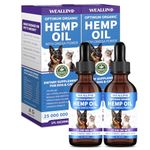 WEALLIN Hemp Oil for Dogs and Cats - Omega-3, 6, 9 Rich Organic Extract - Eases Pet Anxiety, Pain, Skin & Coat Health - Stress Relief, Hip & Joint Support - Calming Treats (2 Pack)