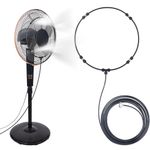 LOHASV9 Fan Misting Kit Water Mister Spray for Cooling Outdoor Mister Fan Misting System with 20FT (6M) Line + 4Metal Mist Nozzles + Brass Adapter(3/4") for Garden Breeze Fit Connect More Outdoor Fan