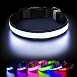 PcEoTllar LED Dog Collar, Light Up Dog Collars Rechargeable Glow Dog Collar Light RGB Colorful Dog Lights for Night Walking Waterproof Flashing Dog Collar for Small Medium Large Dogs-Black-M