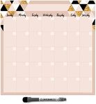 Dry Erase Monthly Calendar Planner Sticker Decal | Removable & Reusable | Magnetic Fine-Tip Marker Included (12 x 12 inches, Rose & Gold)