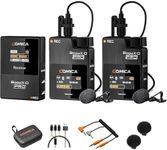 COMICA Wireless Lavalier Microphone, Boom X-D2 PRO 2.4GHz Dual Channel Lapel Mic with 2 Transmitters &1 Receiver, Wireless Microphone for Canon Nikon Sony Cameras/Smartphones/Live-streaming
