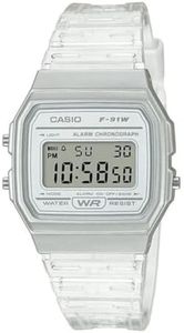 Casio Unisex F91W-1 Classic Resin Strap Digital Sport Watch Clear