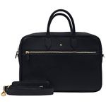 NEORAH — Black Office Sling Laptop Briefcase Messenger bag for Men & Women | fits upto 15.6" Laptop/Macbook | Detachable/Adjustable Shoulder Strap | Padded Laptop Compartment | Zippered front Compartment | Inner Pockets | HandCrafted with Imported Italian Vegan LEATHER | Multifunctional cross body Laptop bag for travel, business | Mens Bag for laptop, macbook, notebook, ipad, documents