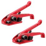 Poly Strapping Tensioner & Cutter Manual Banding Tools Windlass for 1/2" -3/4" Width Polyester Polyproplyn Strap（Red-2Pack）