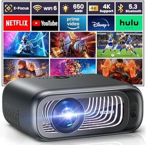 [Electric Focus/Auto Keystone] FUDONI Projector with WiFi 6 and Bluetooth Dual-way, 650ANSI Native 1080P 4K Support Outdoor Movie Projector Max 300'' Display, for iOS/Android/TV Stick/HDMI/USB/Laptop