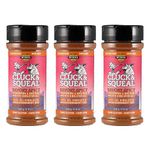 CLUCK & SQUEAL | Savory Spicy Himalayan Seasoning & BBQ Rub | Use on Steaks, Brisket, Pork, Chicken Wings and more | No MSG, Gluten Free, Non GMO, Allergen Free | 140g Medium Shaker Bottle | Pack of 3