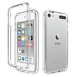 IMEIKONST Compatible with iPod Touch 7 Case, Anti-Scratch Protective Bumper Transparent Silicone Soft TPU Back + Hard Border PC, 2 in 1 Case Cover for iPod Touch 6/5. Clear JX