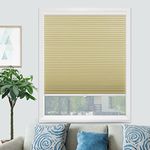 100% Blackout Privacy Cellular Blinds- Cordless Bottom Up Shade, Room Darkening Noise Lowering for Office and Home [Beige-Blackout, 28" W x 64" H] Custom Size