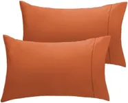 LuxClub Collection Pillowcases 2 Pack - Eco Friendly Wrinkle Free Cooling Pillow Cases with Satin Trim - Machine Washable Hotel Bedding Silky Soft - Autumn Orange Standard/Queen