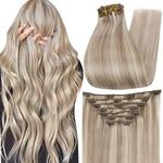 Full Shine Clip in Extensions Human Hair 18 Inch Clip in Human Hair Color 18P613 Straight Hair Extensions 100 Gram Full Head Hair Extensions Real Human Hair Extensions 7 Pcs