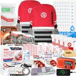 72HRS Deluxe Emergency Survival Kit - Heavy Duty 72 Hour Bug Out Bag Survival Kit for Earthquake, Hurricane, Tsunami, Winter, Blackout - Includes Emergency First Aid Kit, Water, Food (Red 4 Person)