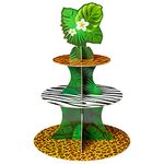 Haooryx Wild Animal Print Party Decorations Cupcake Stand 3 Tier Safari Jungle Animal Cupcake Tower Cardboard Dessert Holder Pastry Platter for Animal Print Theme Birthday Party Baby Shower Supplies