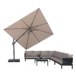 PURPLE LEAF 9' x 12' Patio Umbrella Eco-Friendly Acrylic Imitation Fabric Swivel Umbrella Outdoor Cantilever Umbrella Aluminum Offset Umbrella with 360-degree Rotation for Deck Pool Patio, Beige