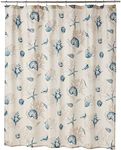 Madison Park Bayside Blue Seashells Fabric Shower Curtain